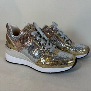 Michael Kors Georgie Tricolored Sequined Trainer Women's Sneakers‎ 8.5 NWOT